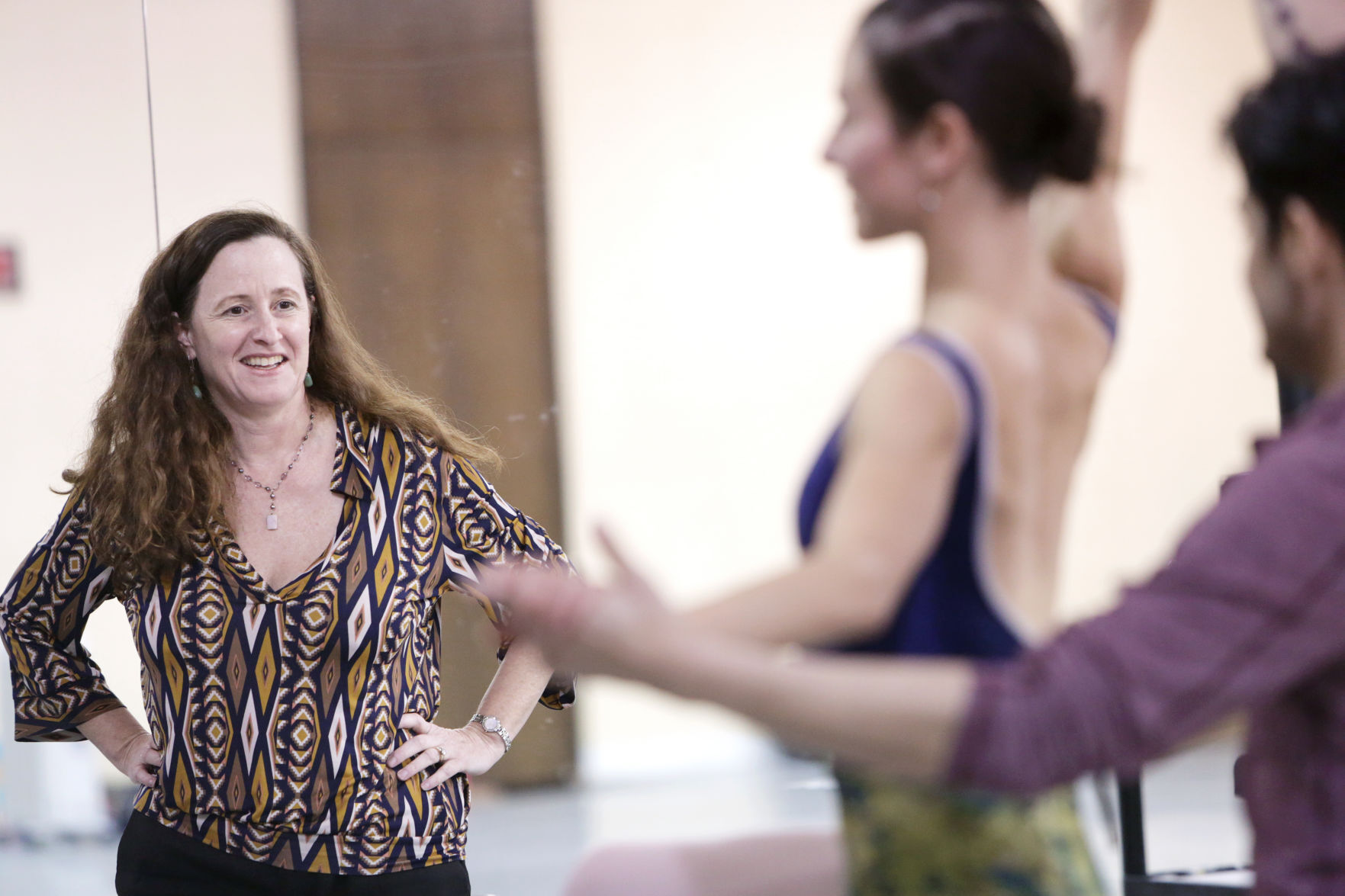 Sara Schumann directing "Nutcracker" dancers in 2018